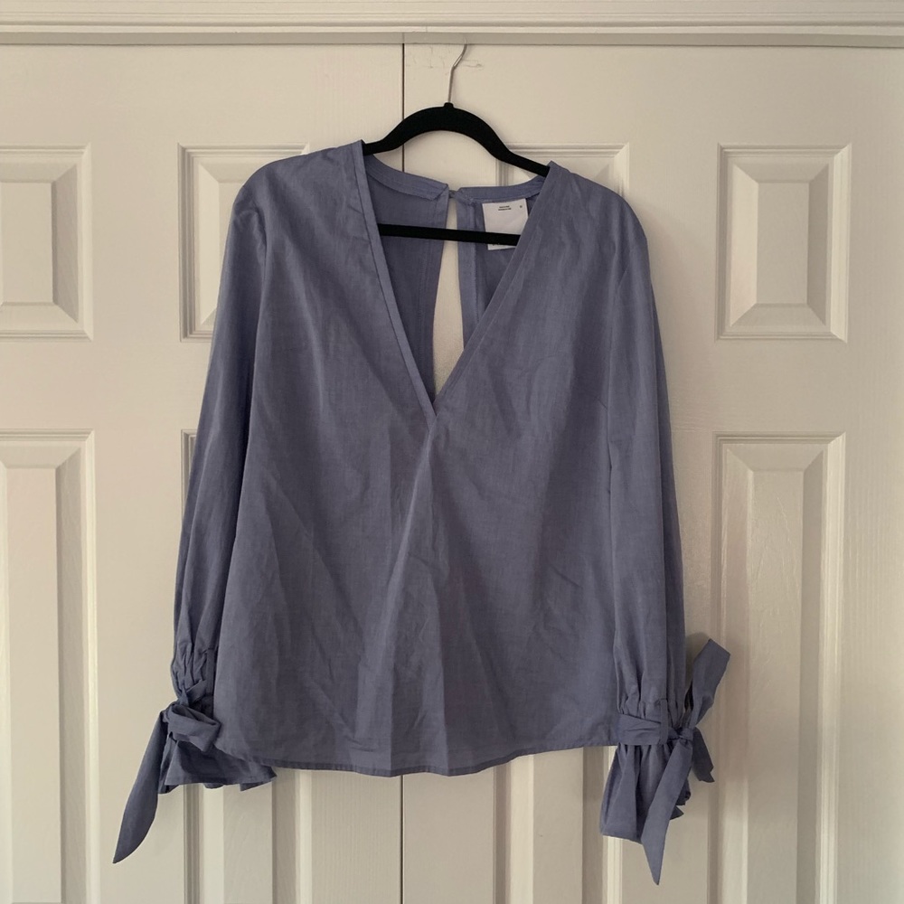 Chambray V-Neck Blouse